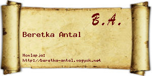Beretka Antal névjegykártya